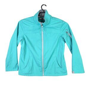 Womens Free Tech Teal Blue Full Zip Jacket 100% Polyester Mock Neck Size XL